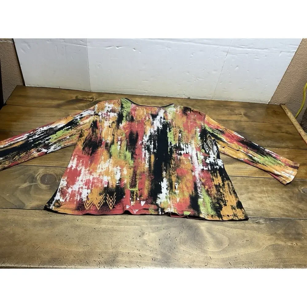 Jess & Jane Tunic Top Shirt Size 1X Abstract Art To Wear Boho - Picture 12 of 12